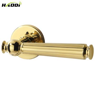 China Modern Haodi Gold Color Door Handle Lock Interior Zinc Alloy Door Handles for sale