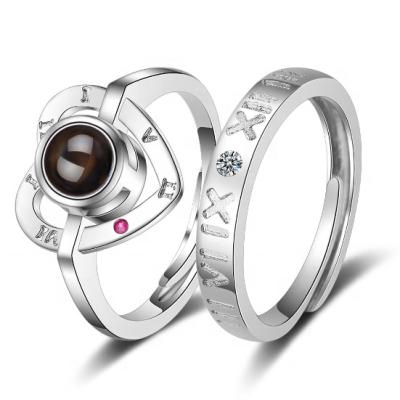 China 2019 New Couples 100 Languages I Love You Projection Rings 925Silver Fashionable Jewelry Set for sale