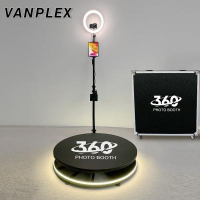 China Full solid metal/LED stable & Tempered glass 360 photo booth normal size chak tok 360 photo booth in stock ready to ship with flight case 360 video booth carry bag for sale