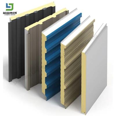 China Waterproof Garage Rock Wool Metal Sandwich Panel Ceiling Insulated Panels for sale