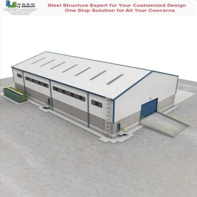 中国 耐久性産業用 プリファブ 鋼鉄構造 ヴィラ ワークショップ 倉庫 設計済み 窓とアルミニウム合金 販売のため