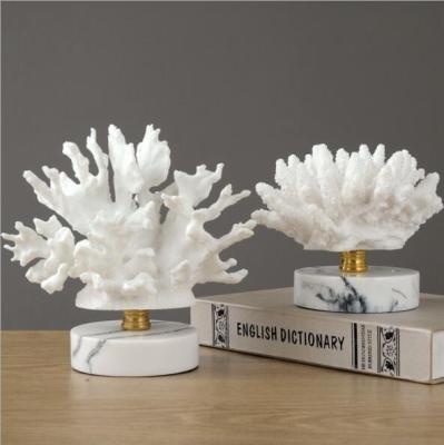 China Handmade Crafted Luxury Coral Sea Decor Resin Decor Artificial White Coral Carving Luxury Home Accessory for sale