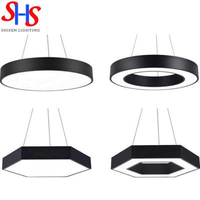 China Modern Simple Led Chandelier Lamp Office LED Hanging Lights Round Circle Pendant Light For Commercial Decorate for sale