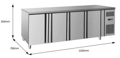 China Sotana GN under counter SUS201 4 doors commercial kitchen copper fresh freezer refrigerator air-cooled for sale