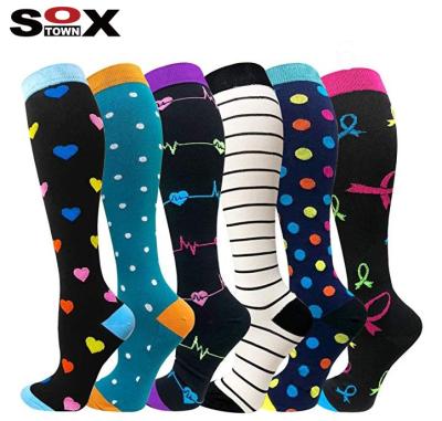 China Antibacterial Sport 20-30mmhg Custom Medical Knee High Running Cycling Nurse Football Compression Socks for sale