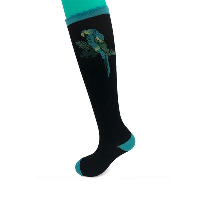China Newest Design Jacquard Antibacterial High Pattern Knee High Casual Knitted Long Socks Man for sale
