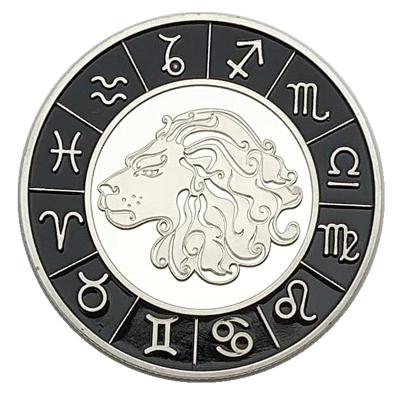 China America Twelve Constellation Diamond Silver Coin Plated Pisces Collectible Tarot Love Gold Commemorative Coin for sale