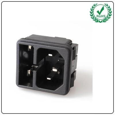 China Soquete de energia CA com fusível 3 pinos Conector de montagem em painel LZ-14-F2-3P 10A 250V Conexão de tomada elétrica à venda