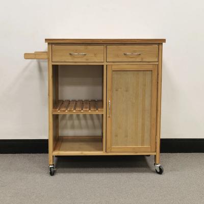 China Kitchen or dining room or hotel Sunrise Factory Supply Home styles Bamboo Free Movable Kitchen Island Hotel Trolley Cart Cabinet for sale