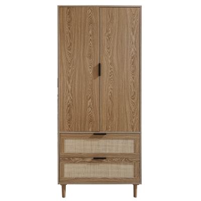 China Modern Bedroom Furniture 2 Open Door 2 Drawer Model Design Wooden Clothing Armoire Wardrobe For Clothes Storage for sale