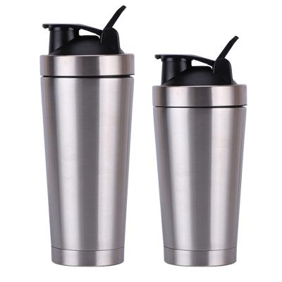 China Custom Logo 750ml Metal Water Flask Wall Stainless Steel Vacuum Insulated Gym Double Protien Shaker Bottle for sale