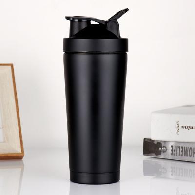 China Wholesale Custom Stocked Logo Black Stainless Steel Workout Gym Fitness Protein Bottle Empty Shaker for sale