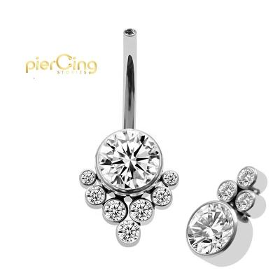 China CLASSIC G23 Piercing Stories Paved CZ Stones Internally Threaded Lower Navel Ring Belly Piercing Bodi Pierc Jewelri for sale
