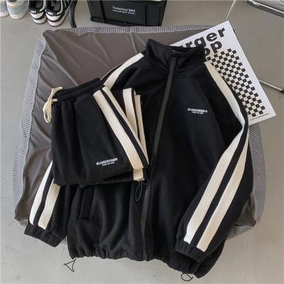 China Fashion Breathable Casual Men's Striped Track Pants And Jogging Hoodie Custom Logo Oversize Tracksuits For Men Two Piece Set for sale
