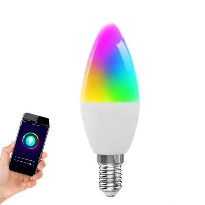 China Theme Park Tuya WiFi APP Remote Voice Control 16Million Colors RGB CCT 2700-6500K Dimmable Smart LED Candle Light Bulb E14 Lamp for sale