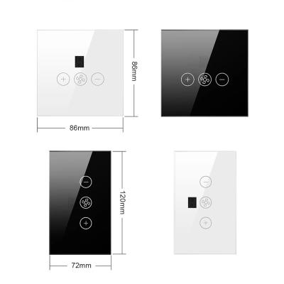 China Smart Touch Panel Switch US/EU Touch Panel Fan Speed Switch Crystal Glass Panel Smart Fan Touch Switch Wifi Fan Light Smart Wall Switches for sale