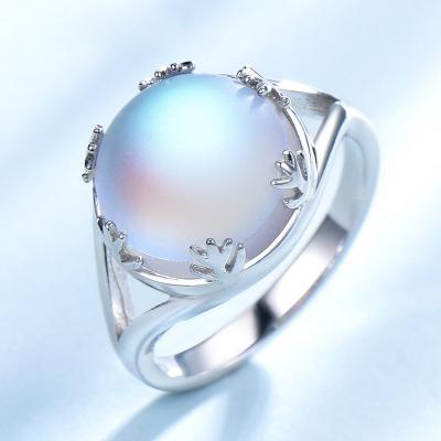 China Female Customization Ring Fashion 925 Sterling Silver Sterling Silver Aurora Moonlight Gemstone Wholesale Office/Career Ring for sale