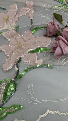 China Embroiderey Lace Fabric Beaded Sequin Floral Elegant And Breathe Sequin Lace Fabric Luxury Occasion Fabric for sale