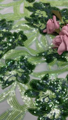 China 100% Polyester 3D Floral Fabric Sequin Elegant Shine Mesh Lace Fabric Luxury Occasion Evening Fabric for sale