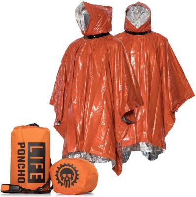 China PE Emergency Survival Life Poncho - Thermal Mylar Space Blanket Rain Ponchos for Camping, Hiking, Survival Gear for sale