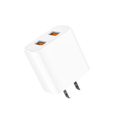 China Universal Factory Wholesale QC3.0 Fast USB Charger 2 Ports US Plug Wall USB Charging Traveling Charger for sale