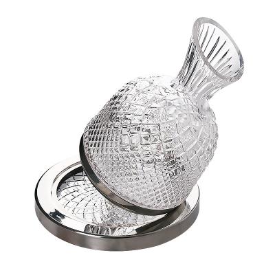 China Creative Second-generation Quick-rotating Crystal Glass Household Wine Decanter Decorations European-style Lead-free Crystal Gyro Decanter Set for sale