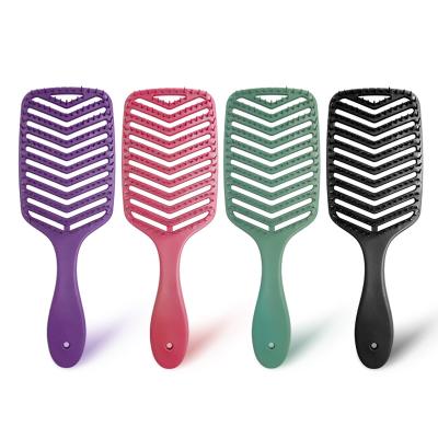 China For Home Use Unisex Hollow Ribs Comb Large Comb Nylon Plastic Curved Hair Fluffy Hair Comb for sale