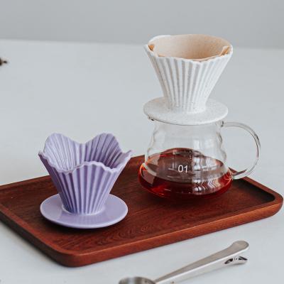 China Straight Ceramic Reusable Hand Brew Coffee Filter Cup Convenient For Office And Home for sale