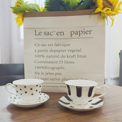 China Stylish 180 Ml Light Luxury Ceramic Tea Cup And Saucer Set For European Style for sale