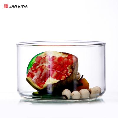 China Factory Wholesale Transparent Pyreglass Bowl Salad Bowl Fruit Yogurt Jelly Double Skin Milk Cup Microwave Cooking for sale