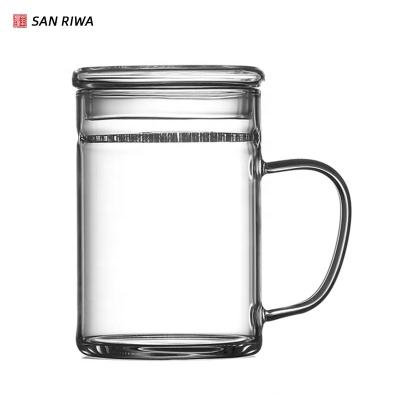 China Sustainable Water Glass Cup Thickened Separation Tea Making Cup Large Capacity Desktop Teapot With Glass Cover for sale