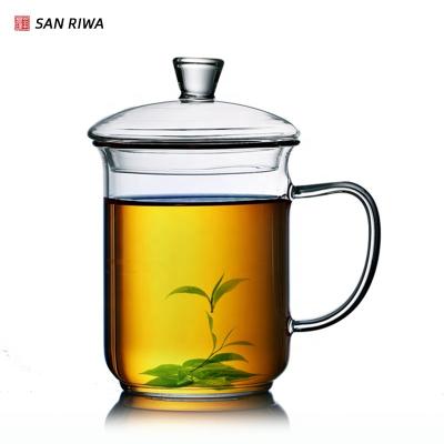 China Viable Tea Cups Kits Loose Tea Leaf Brewing System, Thickened Glass Cups with Tea Infuser Basket and Lid, Single Filtration Tea Cups for sale