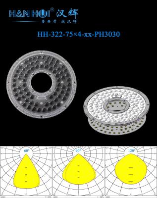 Chine 60°/90°/120° Disponible 233.1×9mm 3030&2835LEDs haute transmission de protection IP65 Lentille anti-éblouissement pour les OVNI haute baie lumière à vendre