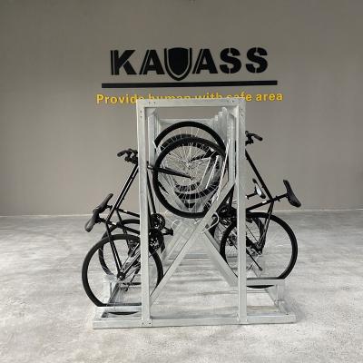 China Carbon steel Commercial Outdoor Hot Dipped Galvanized High Density X Type Double sided Semi Vertical Carbon Bicycle Bike Cycle Rack for sale