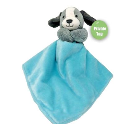 China Plush Custom Design Baby Puppy Teal Aqua Blue Comforter Soft Plush Security Blanket Toy With Stuffed Animals for sale