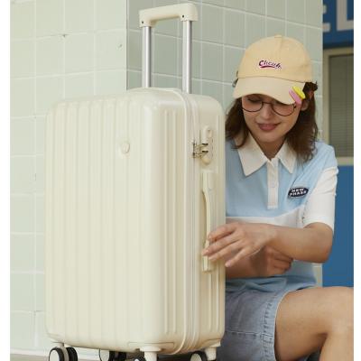 China Best Selling Striped Suitcase Outdoor Rotate 360 Degree 4 Wheel ABS Travel Luggage PC Bags Trolley Suitcase for sale