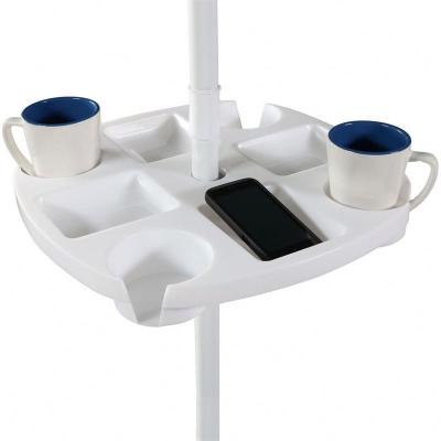 China Modern 17Inches Beach Umbrella Drinks Holder Plastic Universal Fit Table Tray For Patio for sale