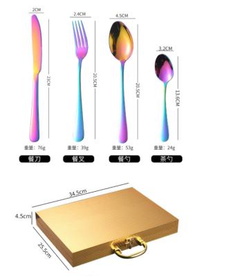 China Viable Box 1010 Stainless Steel Gold Cutlery Set Wedding Gift Knife Fork Spoon 24 Pieces Set New Year Gift Christmas Gift for sale