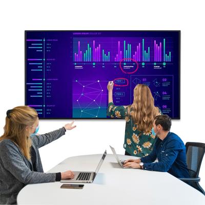 China Advertising 100 Inch One Glass Solution Anti-glare Interactive Infrared Flat Panel Smart Panel With Projector for sale