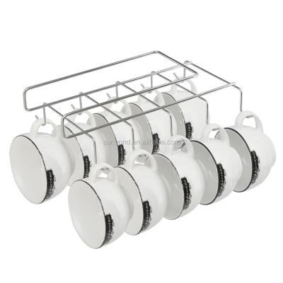 China Viable Under Shelf 10 Hook Metal Coffee Mug Cup Drying Rack For Display for sale