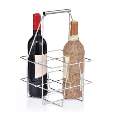 China Sustainable Stainless Steel Wire Wine Storage Basket With Handle for sale