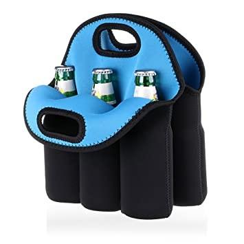 China Carrier Neoprene Insulated Bottle Cooler Bag 6 Pack Bottle Can With Drink Holder for sale