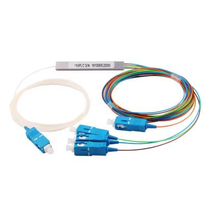 China PLC Splitter for FTTH Steel Tube Mini 1x4 SC-UPC PLC Splitter with connector Fiber Optical PLC Mini steel type 1x4 SC-UPC PLC Splitter for sale