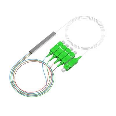 China PLC Splitter for FTTH Steel Tube Mini 1x4 SC-APC PLC Splitter with connector Fiber Optical PLC Mini steel type 1x4 SC-APC PLC Splitter for sale