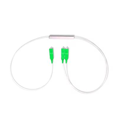 China PLC Splitter for FTTH Steel Tube Mini 1x2 SC-APC PLC Splitter with connector Fiber Optical PLC Mini steel type 1x2 SC-APC PLC Splitter for sale
