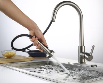 China Pull Down Spray Maker Pull Down 304 Stainless Steel Faucet Pull Out Spray Kitchen Faucet Nickel Sink Mixer Tap Water Tap for sale