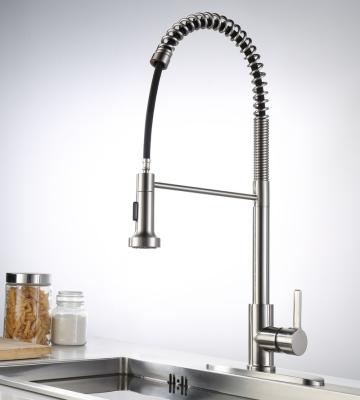 China Spray Factory Price Single Handle Pull Out 304 Stainless Steel Mixer Pull Down Kitchen Faucet With Sprayer for sale