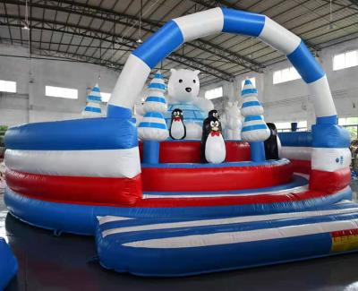 China Rental Inflatable Penguin And Polar Bear White Circular Bouncer Jumping House Bouncy Castle For Sale for sale