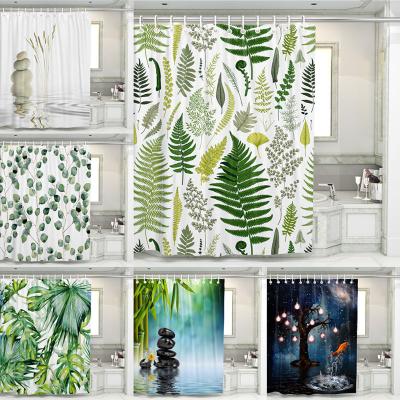 China Amazon Stocked Custom Printed Waterproof Shower Curtain Polyester 3D Bathroom Print Custom Shower Curtain Wholesale for sale