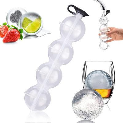 China Viable Food Grade Four Hole Hockey Ice Cube Mold Silicone Walls Ice Cream Maker Whiskey Round Ice Ball Mold Kitchen Utensils for sale